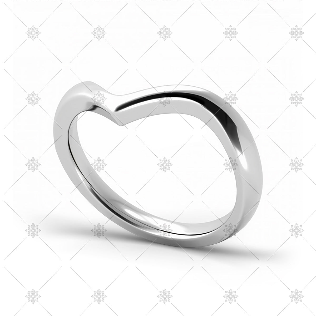 Plain Flat D-shape Wedding Ring White Gold 18k - OROGEM Jewelers