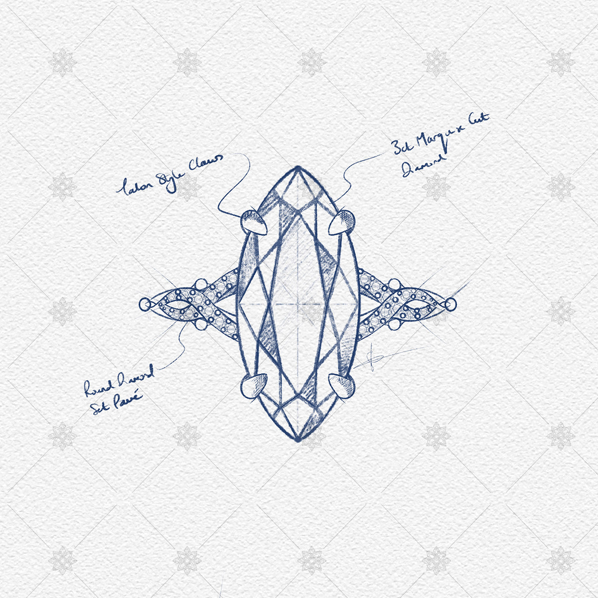 Marquise Diamond Ring Pencil Sketch - SK1065