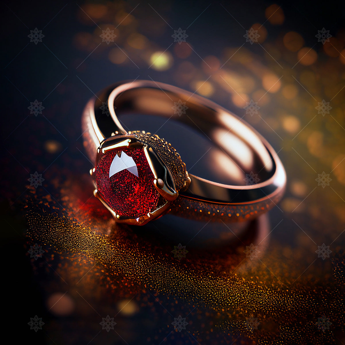 Feng Shui Pixiu Red Garnet Stone Ring - The wear cart
