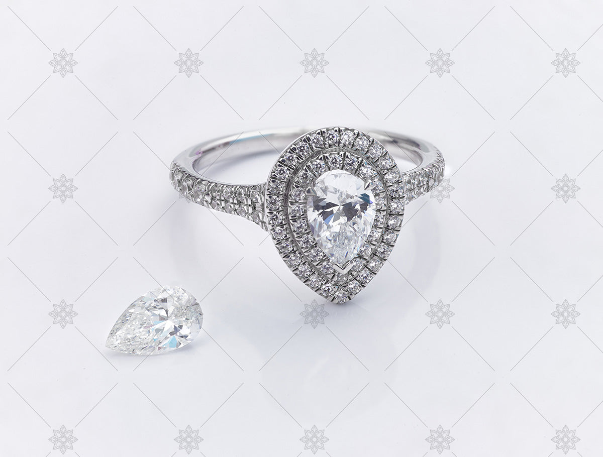 Pear diamond halo ring - MJ1066